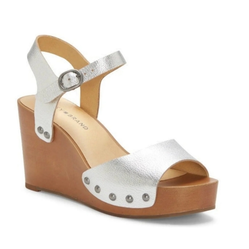 Leather Silver Platform Sandals